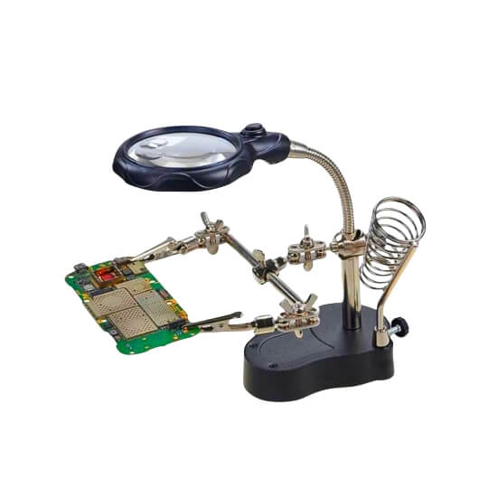 Helping Hand Magnifier with 2 LED Lights and Soldering Stand - TE801