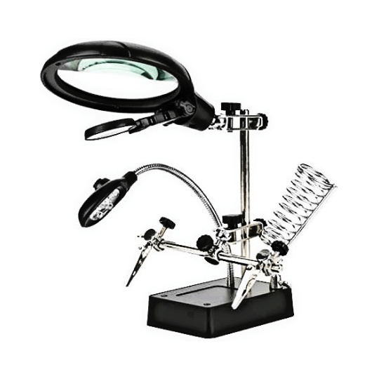 Helping Hand Magnifier with 5 LED Lights and Soldering Stand - TE800