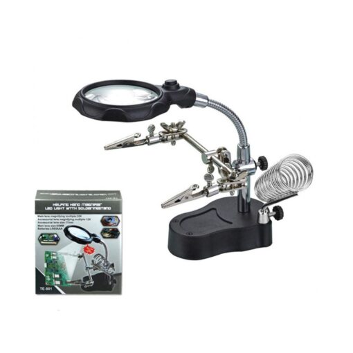 Helping Hand Magnifier LED Light with Soldering Stand (Good Quality) - Image 1